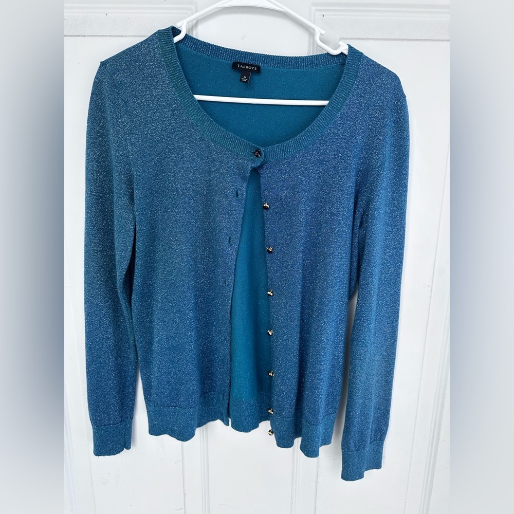 Talbots Teal Button-Up Cardigan